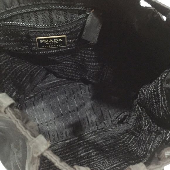 Prada black nylon embroidered logo vintage small drawstring backpack - Picture 10 of 11